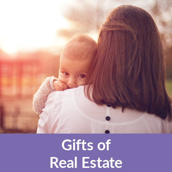A mother holding her child. Gifts by Real Estate Rollover