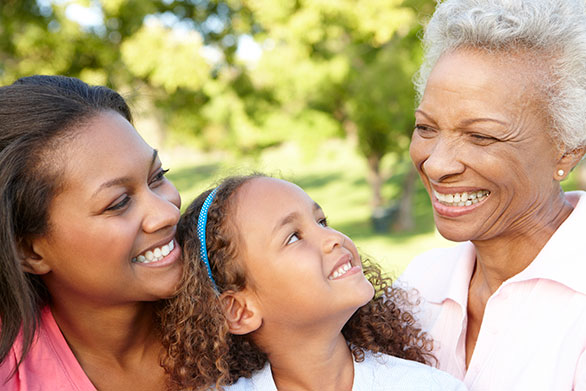 Photo of a smiling family. Link to Life Stage Gift Planner Over Age 65 Gifts.